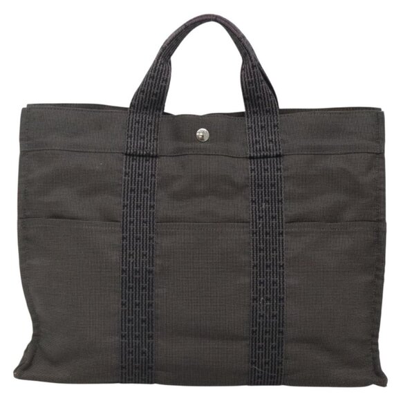 HERMES Her Line MM Hand Bag Canvas Gray Auth - Picture 2 of 16